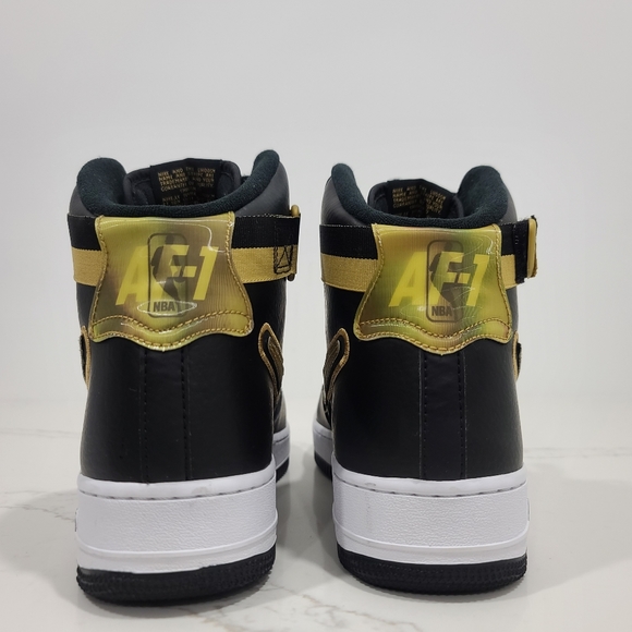 Nike Air Force 1 High NBA Black Metallic Gold - Picture 3 of 6